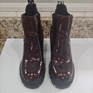 G By Guess Patent Leather Burgundy Chunky Platform Bootie Size 5.5M